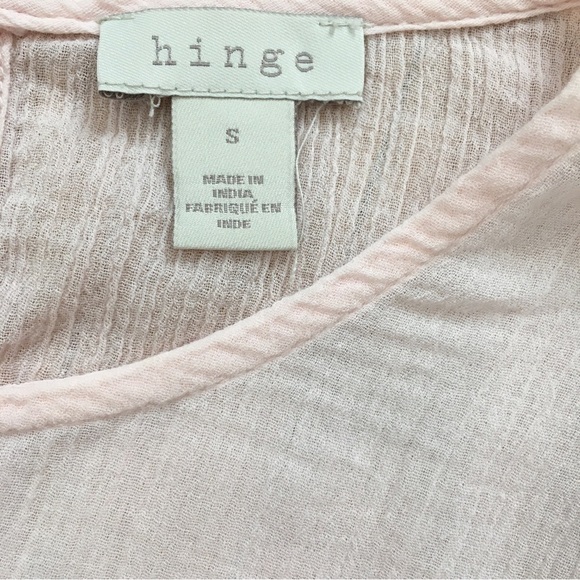 Hinge soft pink Crinkle Gauze short sleeves semi sheer blouse Top - Picture 5 of 14